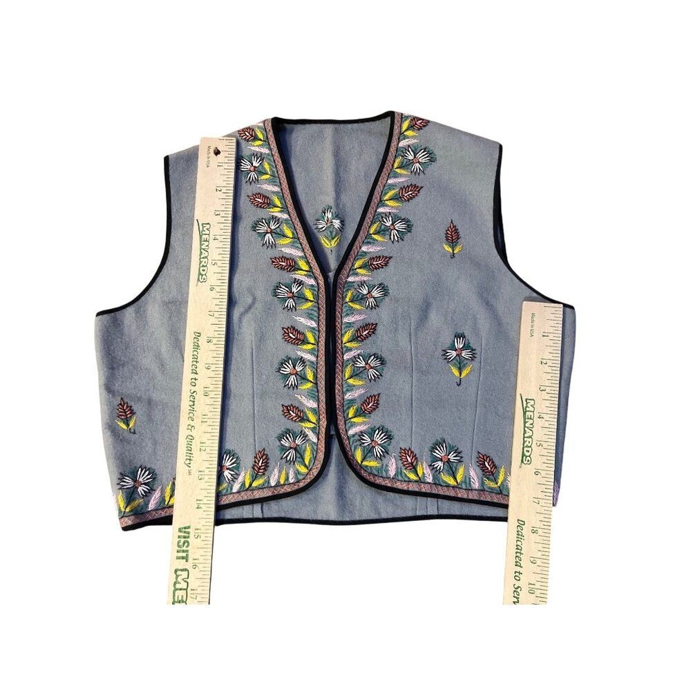 Vintage Embroidered Folk Boho Vest Boys L/XL? Handmade India Used Gray Multi - Picture 5 of 9